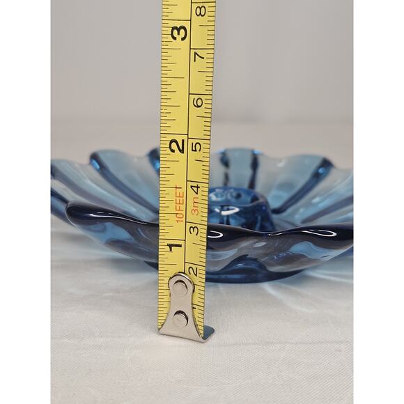 Vintage Federal Glass Candle Holders PAIR Celestial Ribbed Blue Glass 5 3/8" Art - Picture 8 of 8